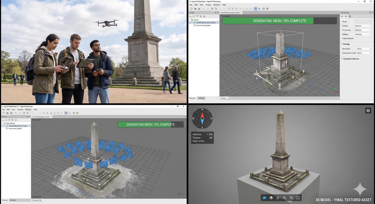 Produzione di un Digital twin 3D (fotogrammetria) di monumenti storici e manufatti archeologici